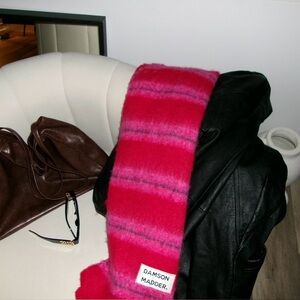 DAMSON MADDER. Red and Pink Striped Scarf